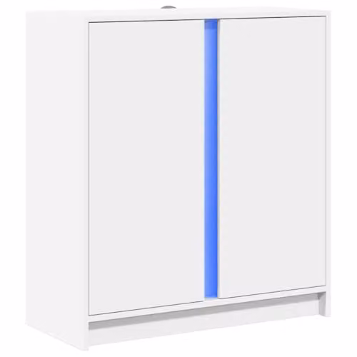 vidaXL Modern White Sideboard with Integrated LED Lighting, W/D/H: 77 x 34 x 85 cm