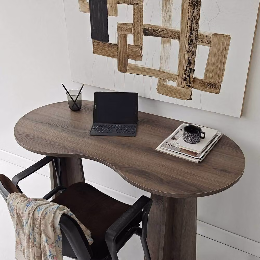 CALICOSY COMO Modern Writing Desk with Shaped Top, Brown, W: 120 cm, D: 60 cm, H: 75 cm – 3