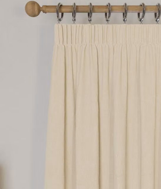 M&S Beige Brushed Pencil Pleat Blackout Thermal Curtains