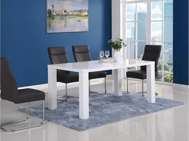 Vente-unique Monica 6-Seater Rectangular Dining Table in White Lacquered MDF, W/D/H: 180 x 90 x 75 cm