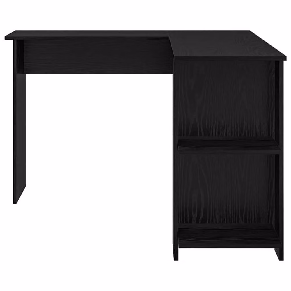 Berkfield Home Modern Black Oak Corner Desk with Storage Shelf, Black – 5