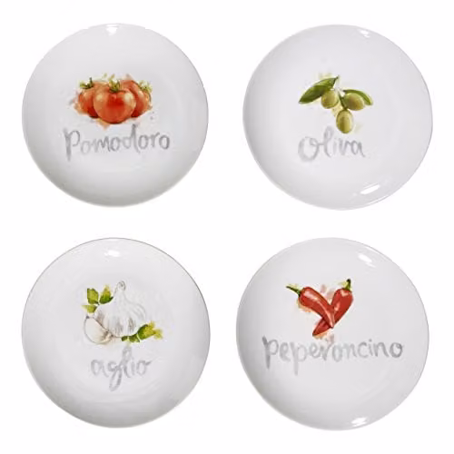Orsina Italia Set of Four Floral Antipasti Plates in White Porcelain, W/D/H: 19 x 19 x 2.3 cm – 1