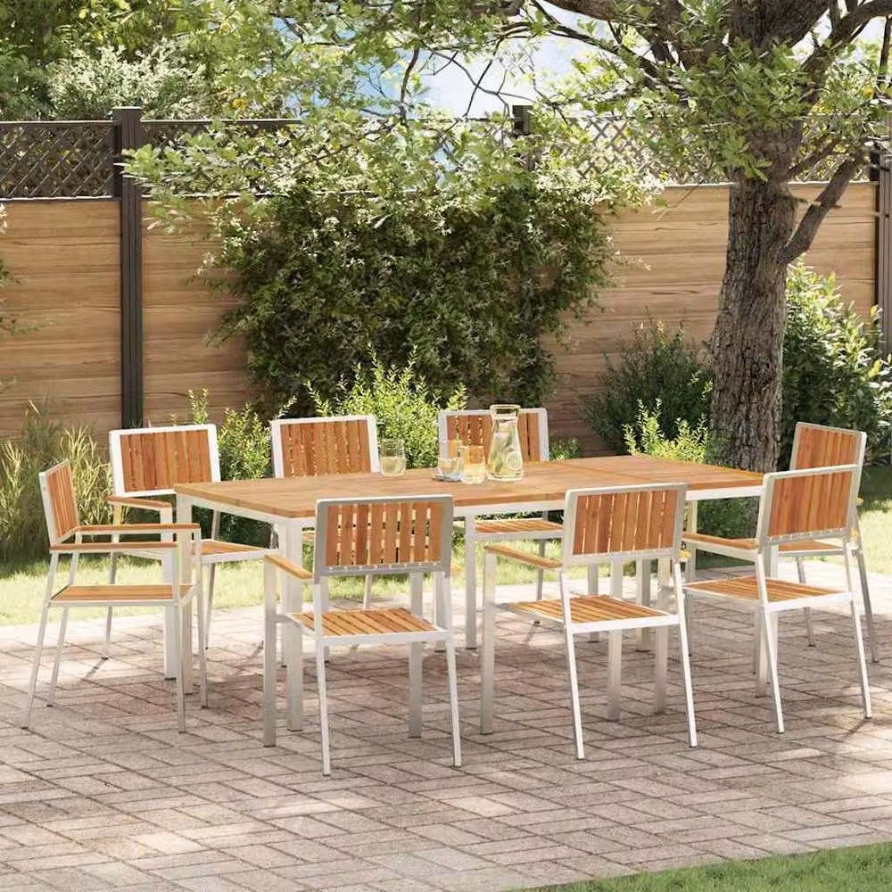 Berkfield Home Set of 8 Stacking Garden Chairs in Brown Solid Acacia Wood, W: 54.5 cm, D: 56 cm, H: 87 cm – 2