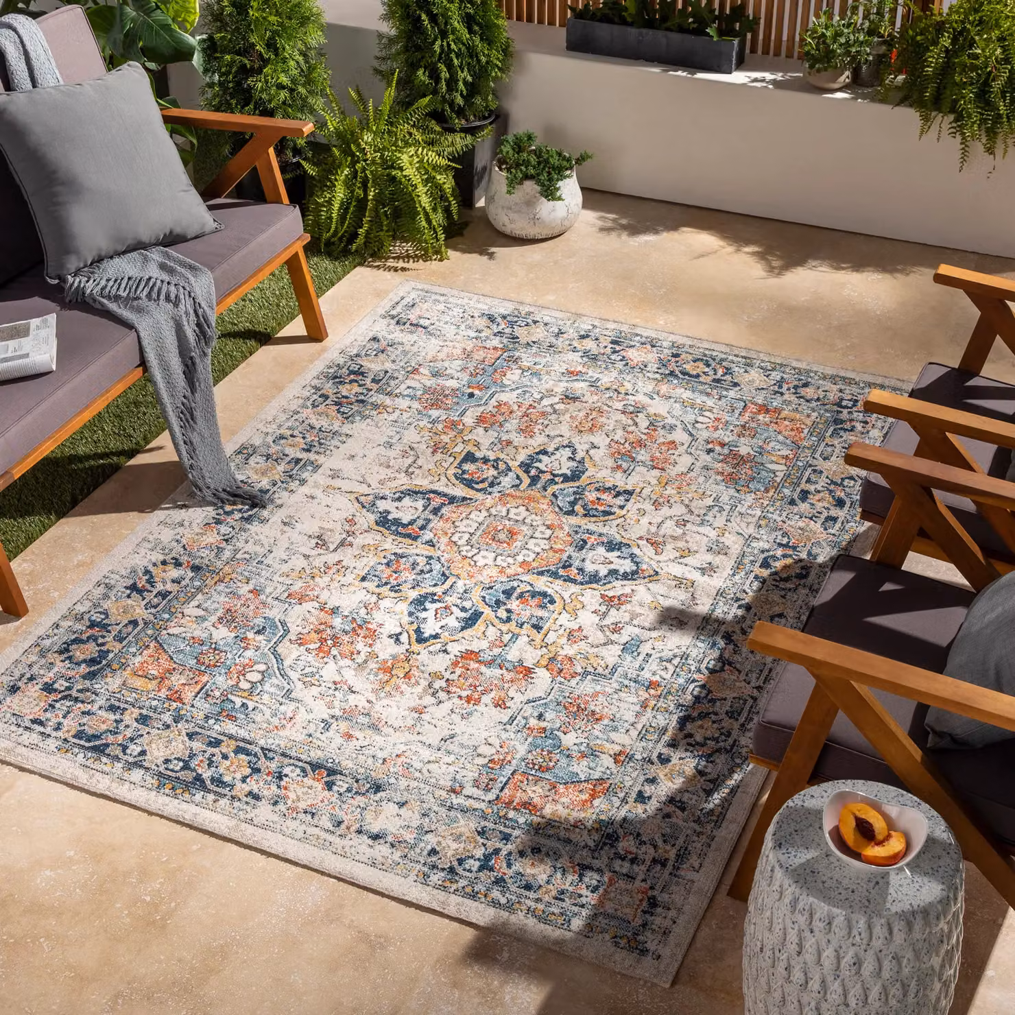 Livabliss Huntington Beach Vintage Blue, Beige and Orange In- & Outdoor Rug, W: 120 cm, L: 170 cm – 3