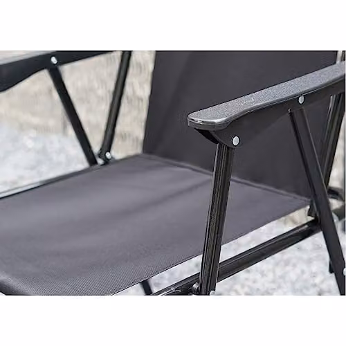 Gr8 Garden Portable Folding Chair in Black with Armrests and Textilene Fabric – 4