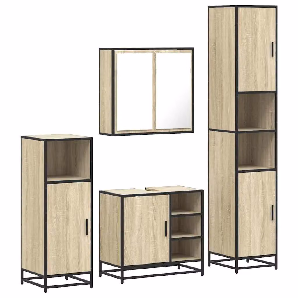 Berkfield Home 4-Piece Industrial Bathroom Furniture Set in Sonoma Oak Brown – 2
