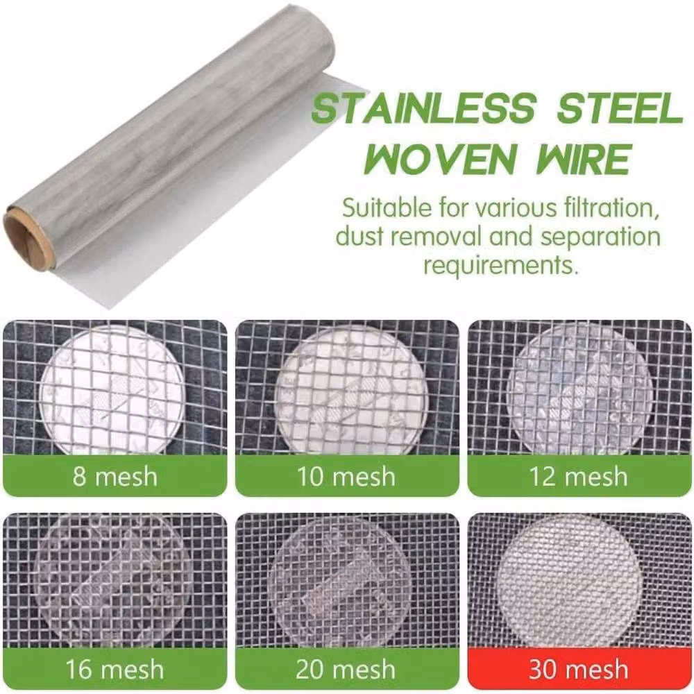 FLAVORA Stainless Steel Fine Wire Mesh Roll, Silver, W/D/H: 1 x 0.5 x 0.03 m – 2