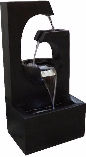 Tranquility Large Ebony Mains Powered Cascade Water Feature in Grey and Black