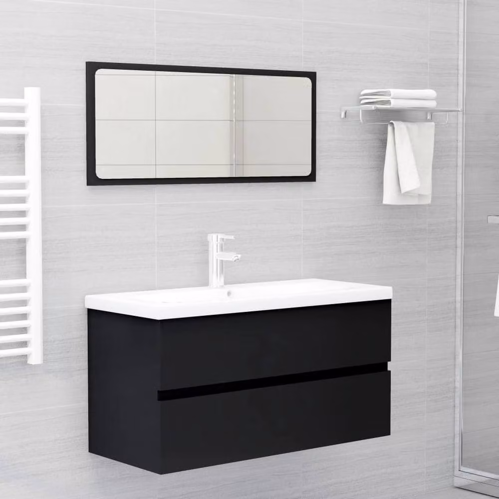 Berkfield Home Black Matt Sink Cabinet W/D/H: 90 x 38.5 x 45 cm – 3