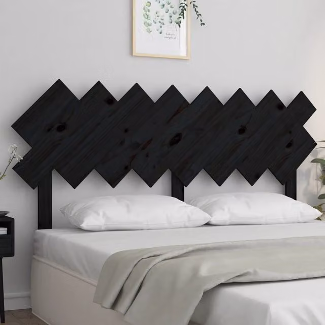 Berkfield Home Black Rustic Solid Pine Wood Bed Headboard W: 159.5 cm, D: 3 cm, H: 80.5 cm – 1