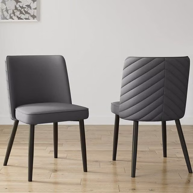 Furniture Maxi Misa Set of 2 Grey Velvet Dining Chairs – 1