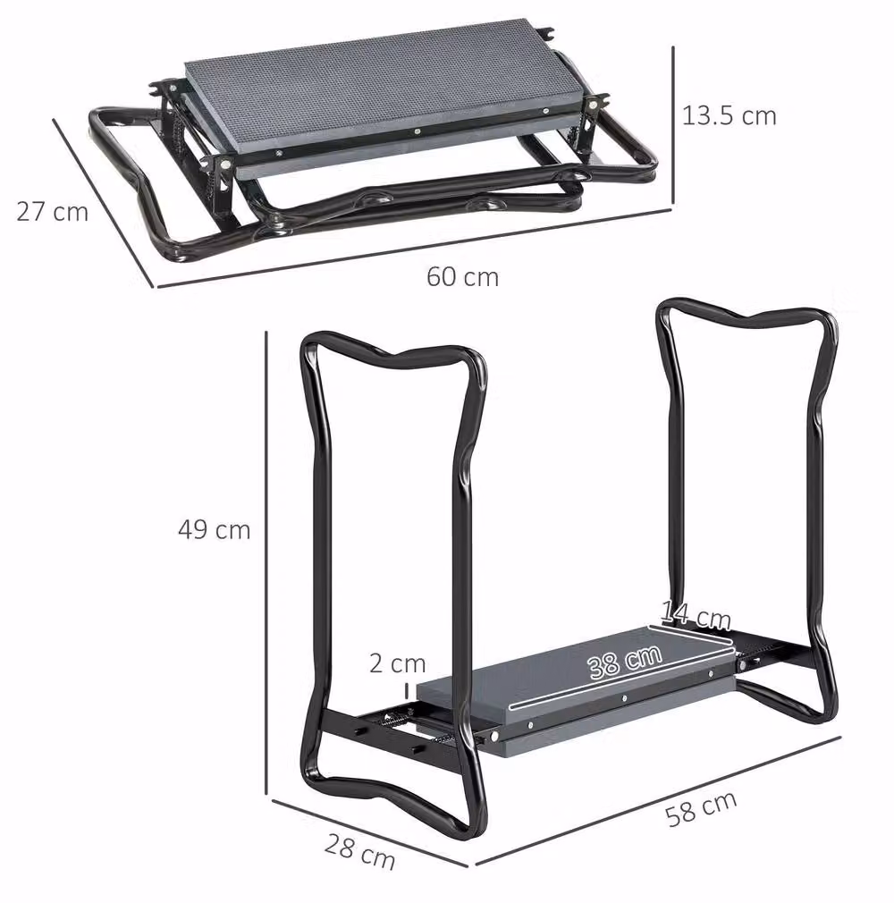 STILVORA Foldable Steel Frame Garden Kneeler Seat in Grey – 3