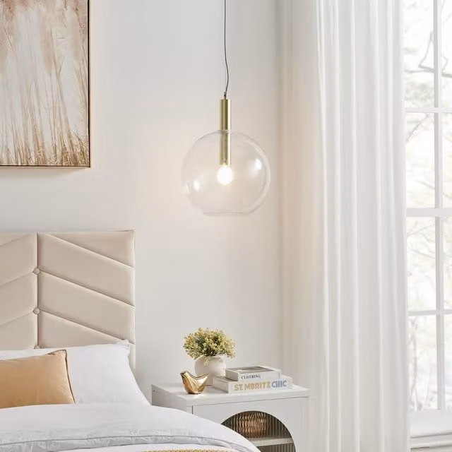 FurnitureboxUK Emily Brass and Smoked Glass Pendant Ceiling Light in Bronze