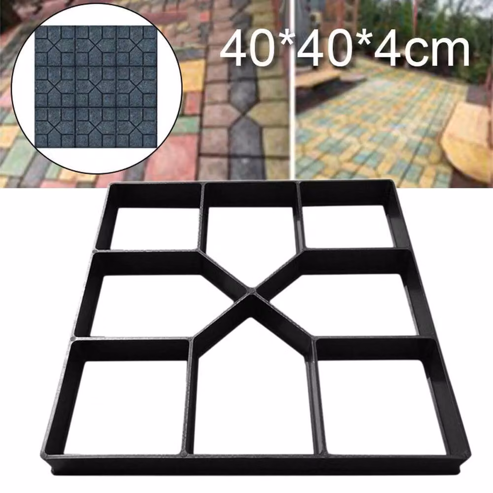 KORVIXA 8-Grid Plastic Concrete Slab in Black, W: 1000 cm, D: 52 cm – 2