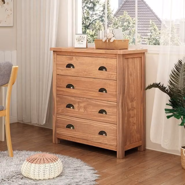 Cabinet Bits Padua 4 Drawer Chest of Drawers in Brown with Antique Brass Handles – 1