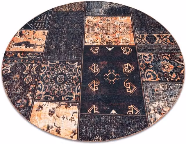 RugsX Antika Patchwork Round Rug in Terracotta and Multicolour, Diameter: 160 cm