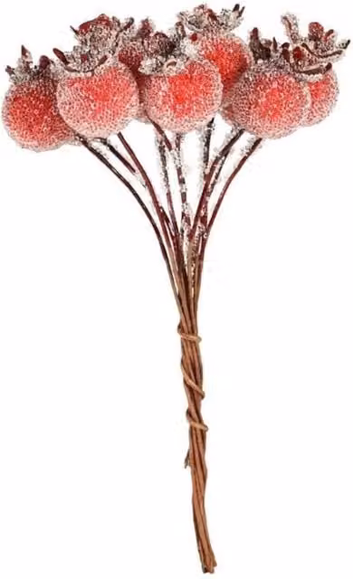 KDMD Red Frosted Berry Bunch Pick Floral Decoration