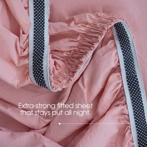 Bedable Pink 100% Cotton Percale Deep Fitted Sheet, Double, W/D/H: 140 x 200 x 36 cm – 3