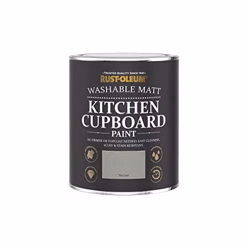 Rust-Oleum Water Based Kitchen Cupboard Paint in Matt Finish, Green and Grey, 750ml – 3