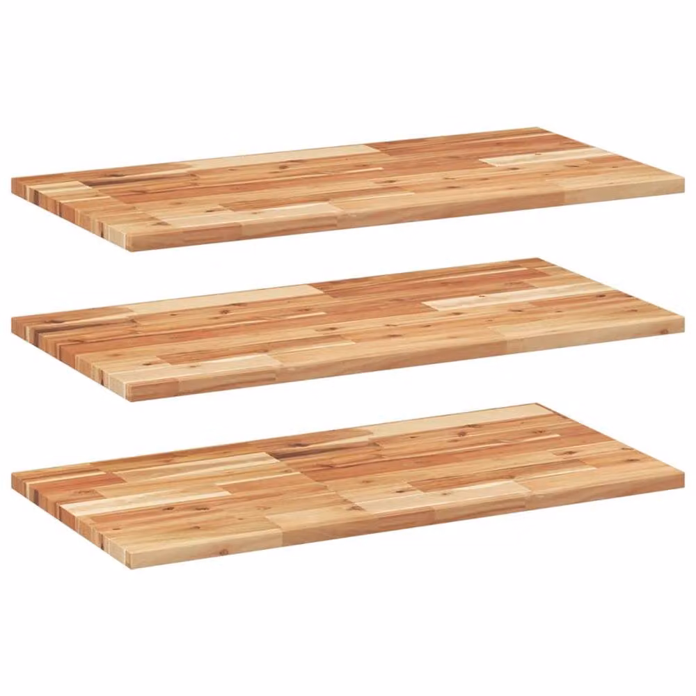 Berkfield Home Set of 3 Floating Shelves, Brown Oil Finished Solid Acacia Wood, W: 80 cm, D: 40 cm, H: 2 cm