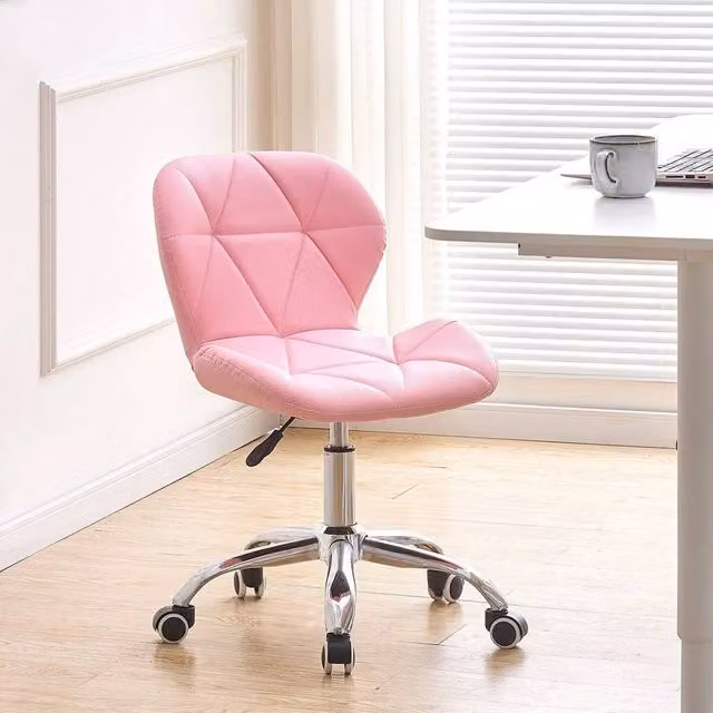 FORGEVIO Pink Faux Leather Height Adjustable Task Chair for Home Office and Dining