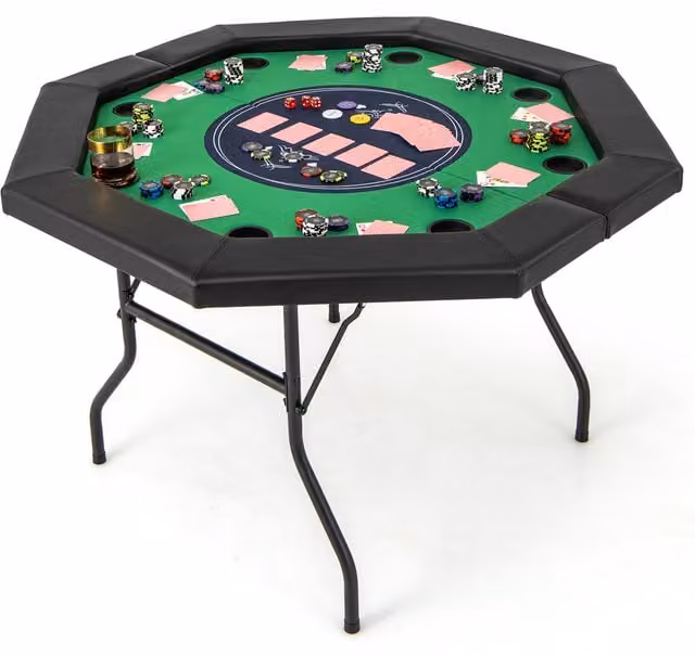 COSTWAY Casino Casual Table with Built-in Cup Holders, Green