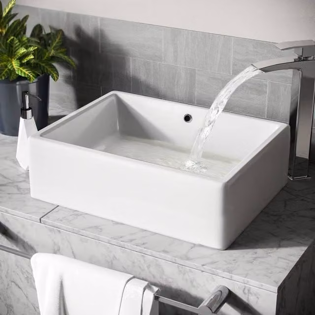 Nes Home Rectangular Countertop Cloakroom Basin Sink in White W: 51.0 cm, D: 36.0 cm