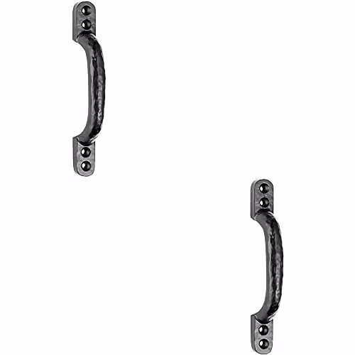 Loops 2 Pack Matt Black Forged Iron Hotbed Pull Handles, W: 132 mm, D: 16 mm