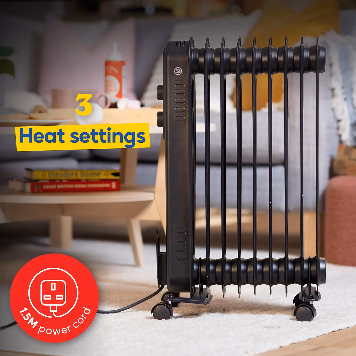 Russell Hobbs 2000W 9 Fin Oil Filled Radiator RHOFR9004 Black – 5