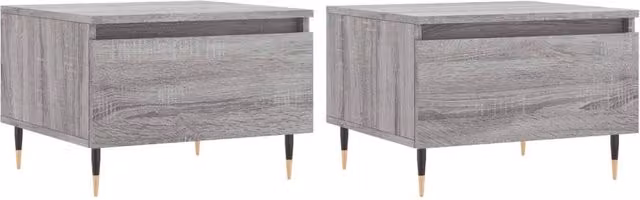 Berkfield Home Set of 2 Grey Sonoma Nesting Coffee Tables, W/D/H: 50 x 46 x 35 cm – 1