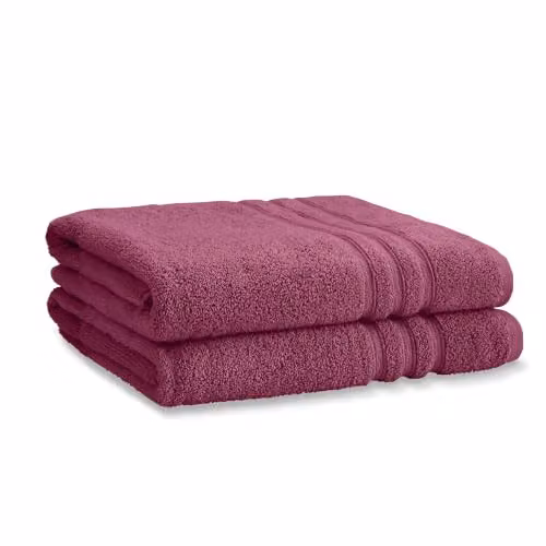Catherine Lansfield Cotton Bath Sheet Pair, Raspberry Red/Pink, W: 90 cm, H: 140 cm – 2
