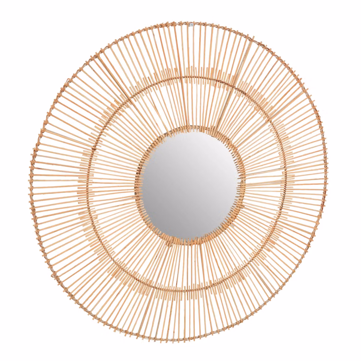 Orsina Batu Natural Rattan Round Wall Mirror in Brown – 2