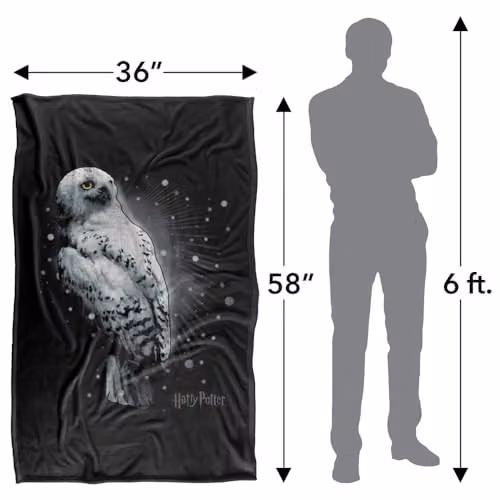 Warner Bros. Harry Potter Hedwig Snow Super Soft Silky Touch Fleece Throw Blanket, White and Multicolour – 4