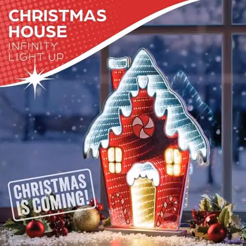The Christmas Workshop Christmas House Infinity Double-Sided Multi-Coloured Christmas Light, Height: 40 cm – 8