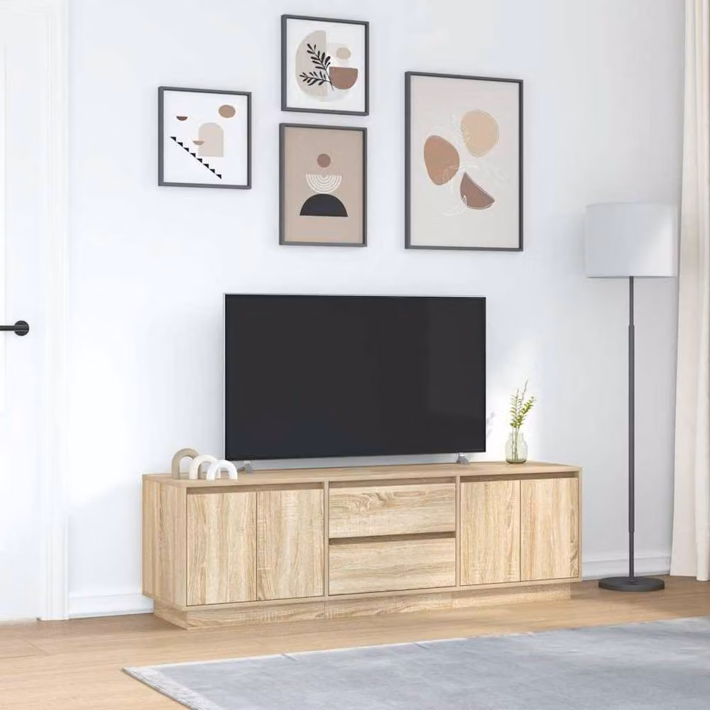 Berkfield Home Modern Sonoma Oak TV Cabinet with Integrated LED Lights in Brown, W: 160.5 cm, D: 41 cm, H: 50 cm – 3