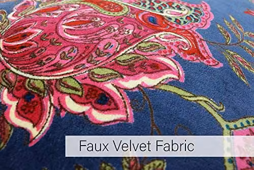 Riva Paoletti Malisa Square Paisley Indian Print Cushion in Smoke Blue with Pink Pompom Edges, W/D/H: 50 x 50 x 50 cm – 3