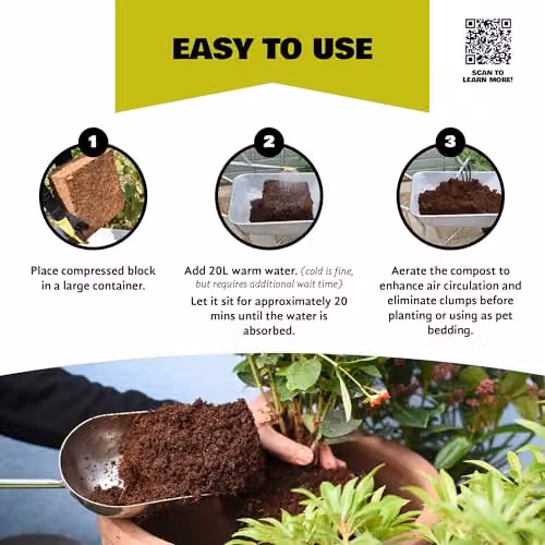 Coco&Coir Organic Peat-free Coir Compost, Natural Coconut Fibre Potting Soil and Reptile Substrate, 75 l – 4