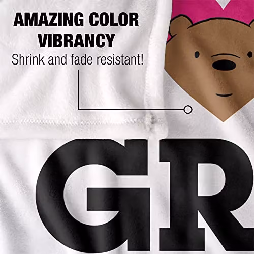 LOGOVISION We Bare Bears Heart Grizz Super Soft White Fleece Throw Blanket W: 152 cm, D: 127 cm – 3