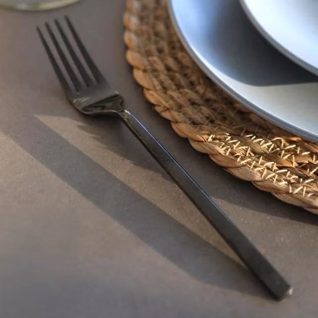 Argon Tableware Black Coated Stainless Steel Dinner Forks, Set of 4