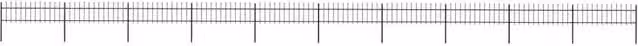 Berkfield Home Garden Spear Top Steel Fence, Black, W/H: 17 x 0.6 m