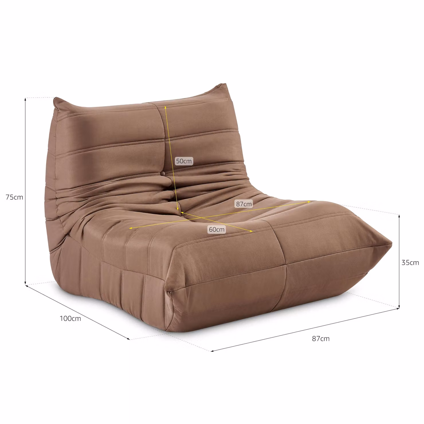 Bravich LTD Brown Microfibre Cocoon Lounge Chair with Armrests – 2