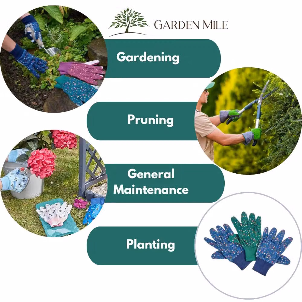 Marco Paul 3-Pack Cotton Grip Medium Gardening Gloves in Multicolour – 3