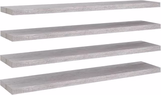 Berkfield Home Floating Wall Shelves, 4 Piece Set in Concrete Grey, W/D/H: 120 x 23.5 x 4 cm