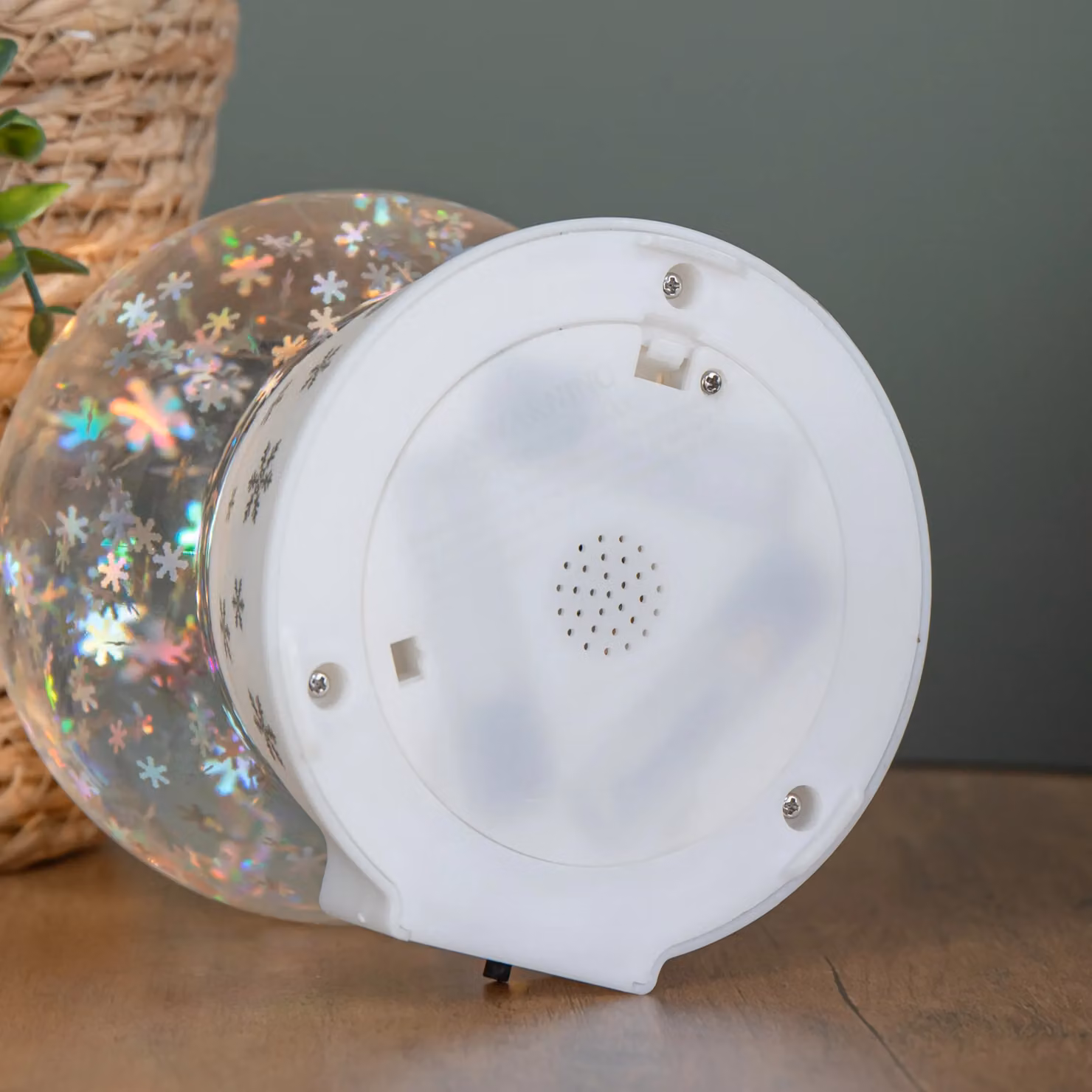 Samuel Alexander White and Silver Snowflake Water Spinner Globe with LEDs, 15cm – 4