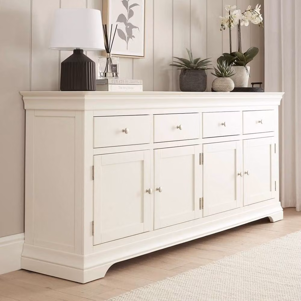 FORGEVIO Wilmslow Extra Large Sideboard with 4 Doors and 4 Drawers in White and Cream Painted Wood – 2