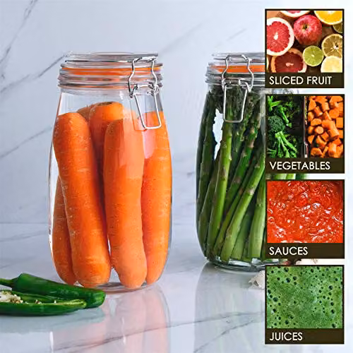 Argon Tableware Transparent Glass Storage Jar with Leakproof Clip Lid, 1.5 l – 2