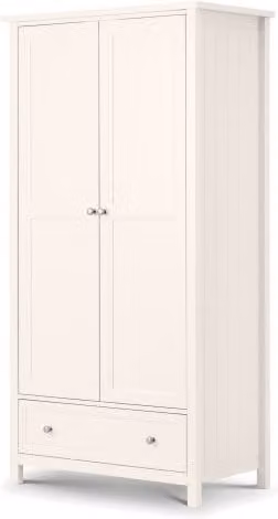 Julian Bowen Maine White 2 Door Wardrobe with Integrated Drawers