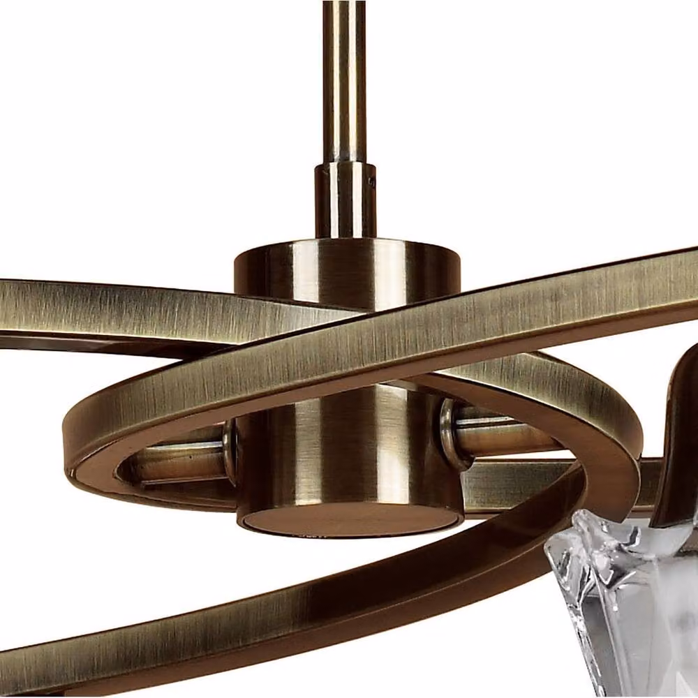 Netlighting Alaska 4 Light Convertible Pendant to Semi Flush Ceiling Light in Antique Brass and Bronze with Transparent Glass – 3
