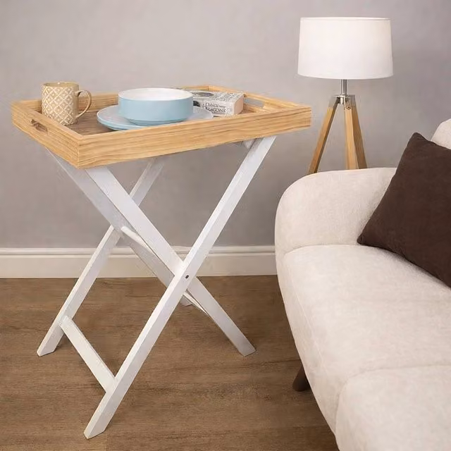 EONLION White Folding Tray Table with Removable Tray, W: 100 cm, H: 77.5 cm – 1