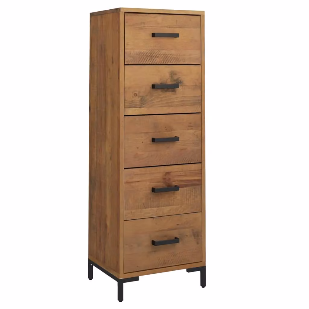 Berkfield Home Vintage Solid Pinewood Chest of Drawers in Brown, W/D/H: 42 x 35 x 110 cm – 2